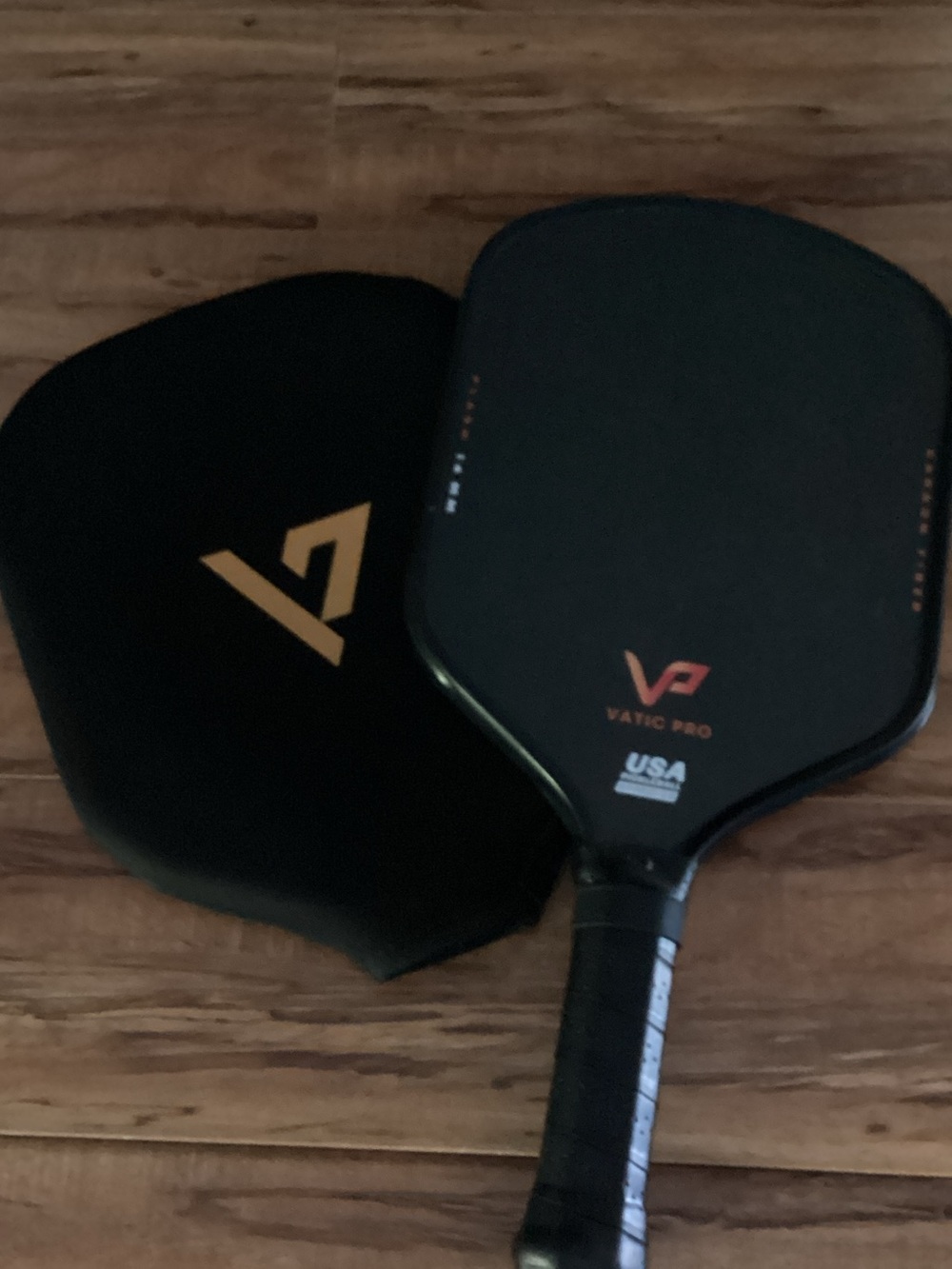 Vatic Pro Pickleball Paddle - Black with Orange Logo